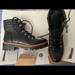 Black & brown combat style boots